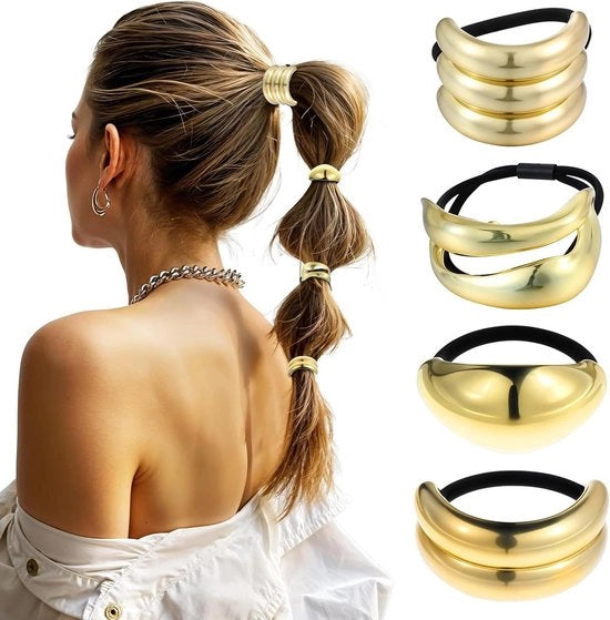 Set di Klemme per Capelli Grande da 4 Unità - Giallo Oro, Antiscivolo, Presa Forte