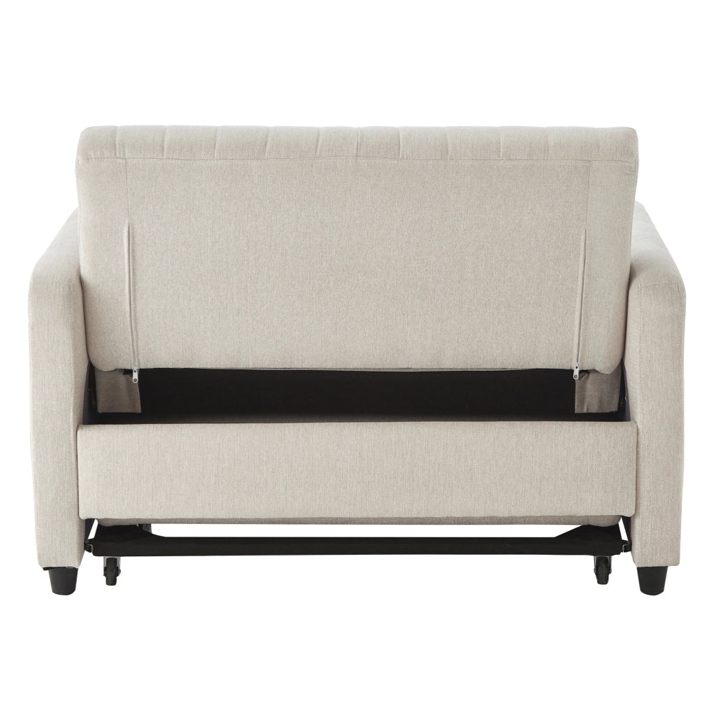 Divano letto estraibile 2 posti beige con schienale regolabile