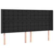 Testiera | Testata ad Orecchio Nera 203x16x118/128 cm in Similpelle