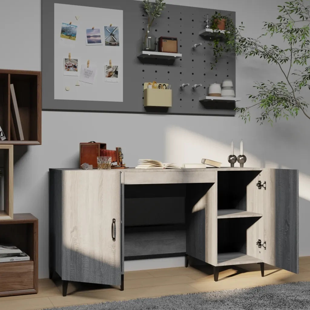 Scrivania | Tavolo da Ufficio Grigio Sonoma 140x50x75 cm in Legno Multistrato