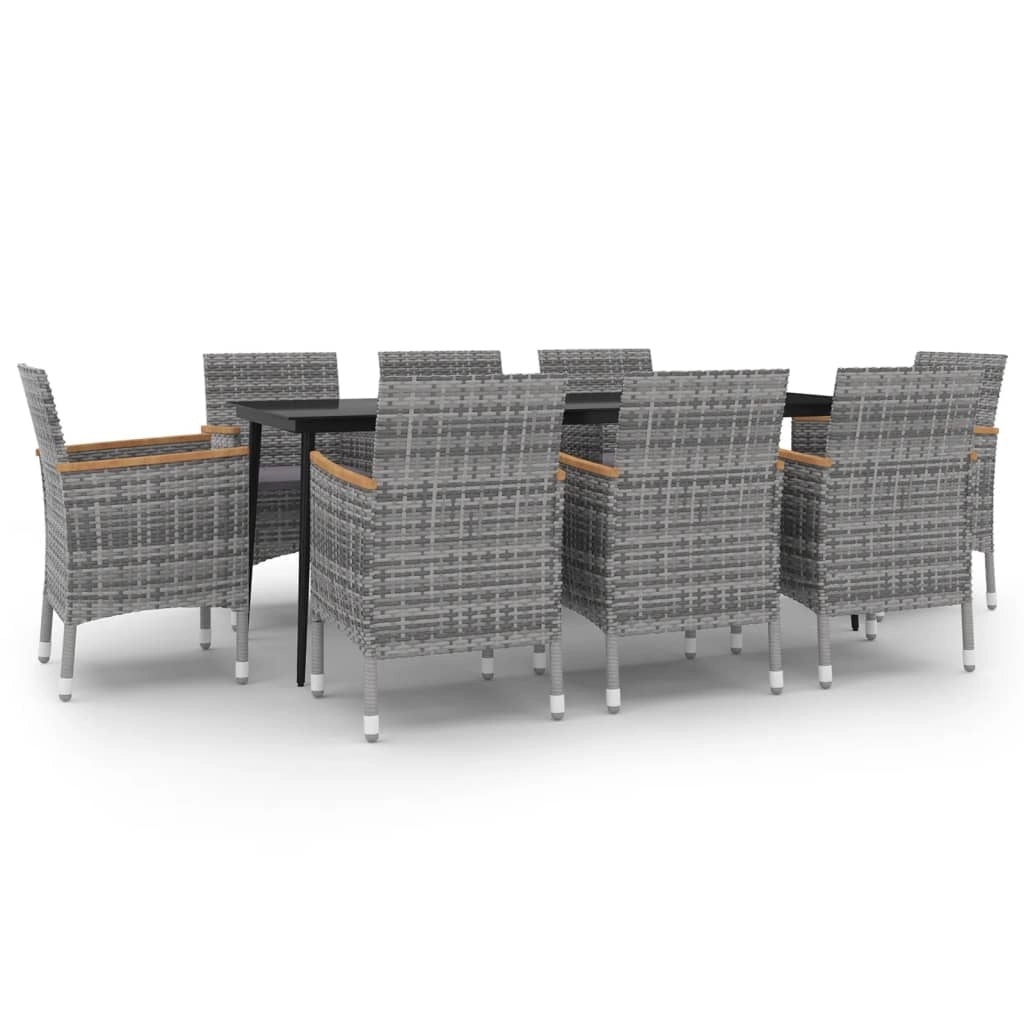 Set da pranzo da giardino mobili da esterno cuscini 9 pz polyrattan vetro 02_0014458
