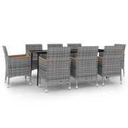 Set da pranzo da giardino mobili da esterno cuscini 9 pz polyrattan vetro 02_0014458
