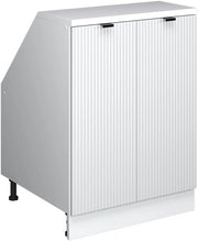 Mobile sottotetto Rion, Ondulazione bianca, 60 x 81.6 cm con 2 porte, carcassa 60 cm profondità, adatto per il salvaspazio sotto tetti spioventi