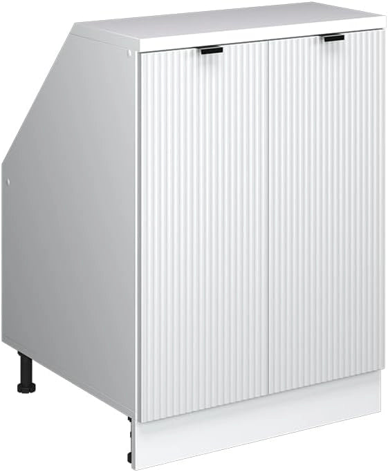 Mobile sottotetto Rion, Ondulazione bianca, 60 x 81.6 cm con 2 porte, carcassa 60 cm profondità, adatto per il salvaspazio sotto tetti spioventi