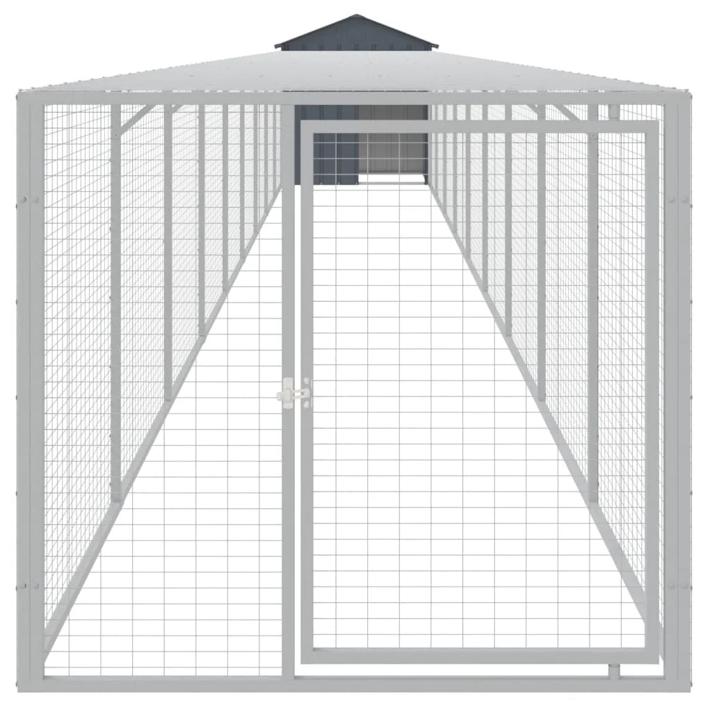 Recinto per pollaio con recinto per galline 117 x 1017 x 123 cm in acciaio zincato antracite 02_0043944