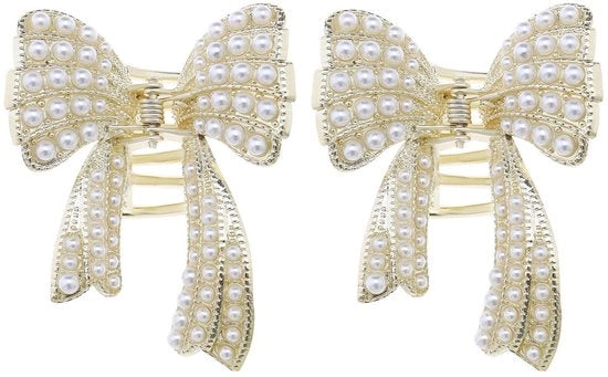 Spille per capelli con filo - Accessori per capelli - Oro e bianco - Perle artificiali - Sostenibile e di stile - Adatto per ragazze e donne