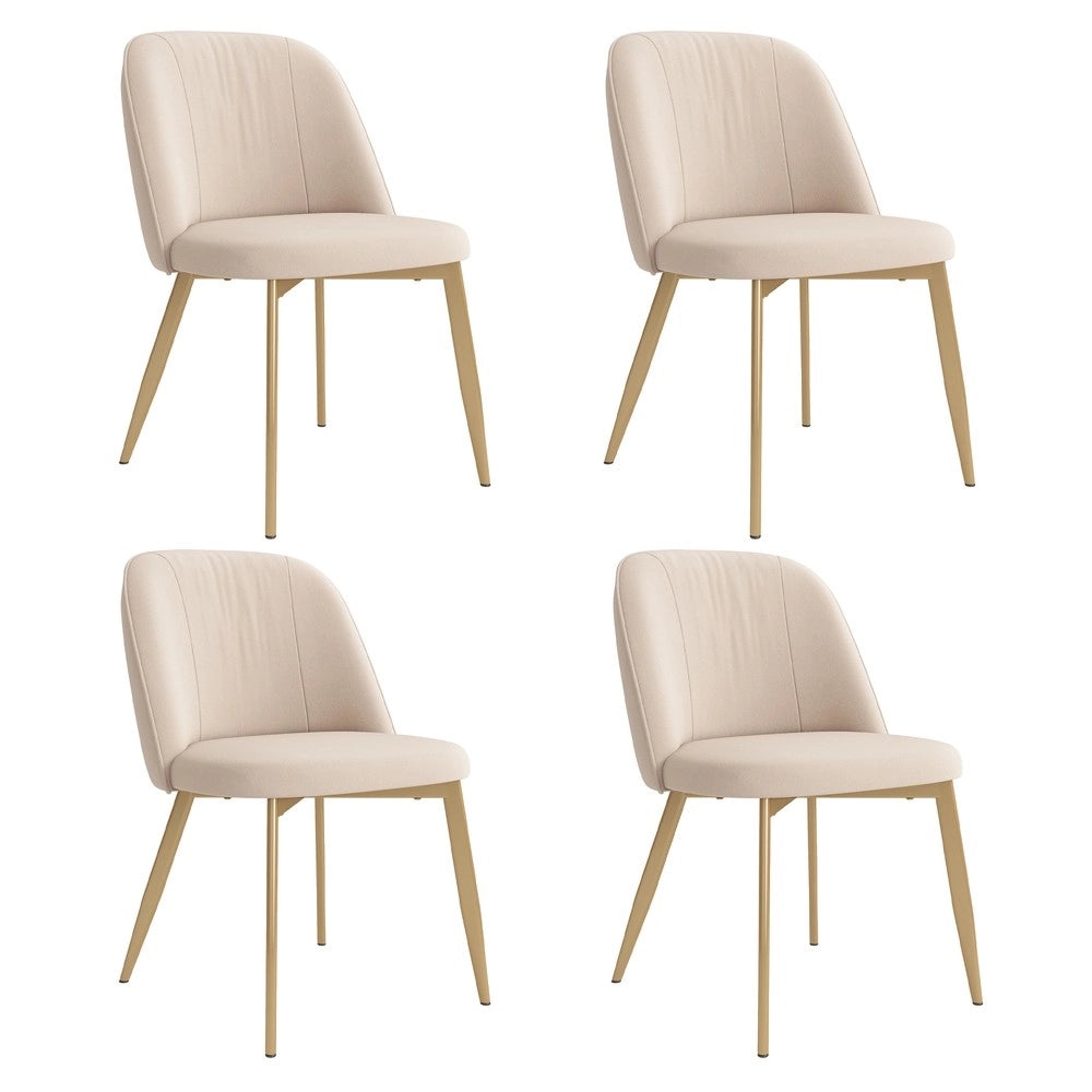 Sedie da Pranzo in Velluto ¨C Xylo ¨C Beige, Gambe Oro, Set 4 Pezzi