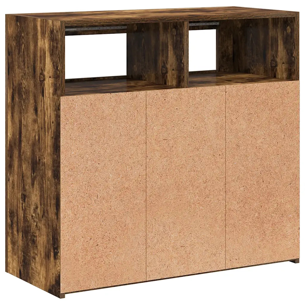 Credenza con Luci LED Rovere Fumo 80x35x75 cm 815729
