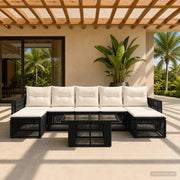 Set Divano da Giardino 8 pz Nero e Bianco Crema polyrattan 3436831
