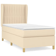 Letto singolo | Letto per adulti | Giroletto a Molle con Materasso Crema 80x200 cm inTessuto