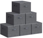 Set di contenitori in tessuto pieghevoli con maniglie, 40 x 30 x 25 cm, colore grigio scuro.