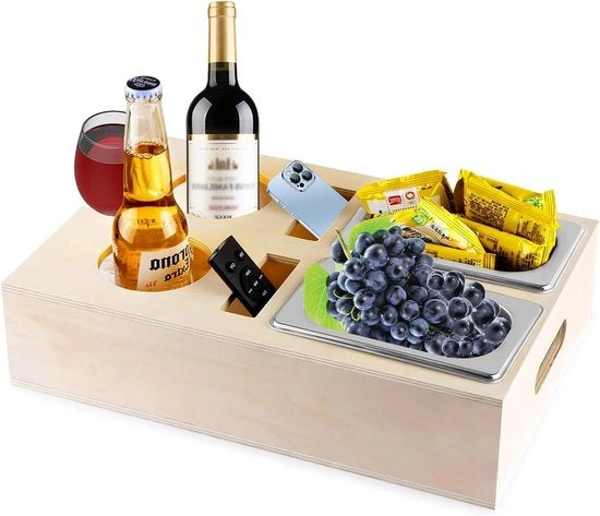 Banco in Legno con Cassetti per Snack e Piatto di Servizio per Due Snacks