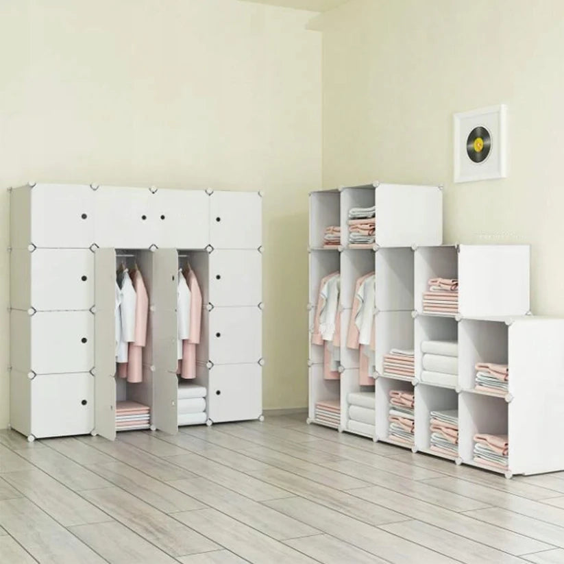 Armadio modulare 147x147x37 cm, perfetto per vestiti e accessori.