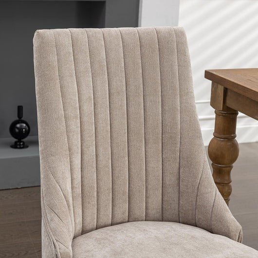 Set 2 sedie Channel - Xylo - tessuto floqué beige gambe legno curvate