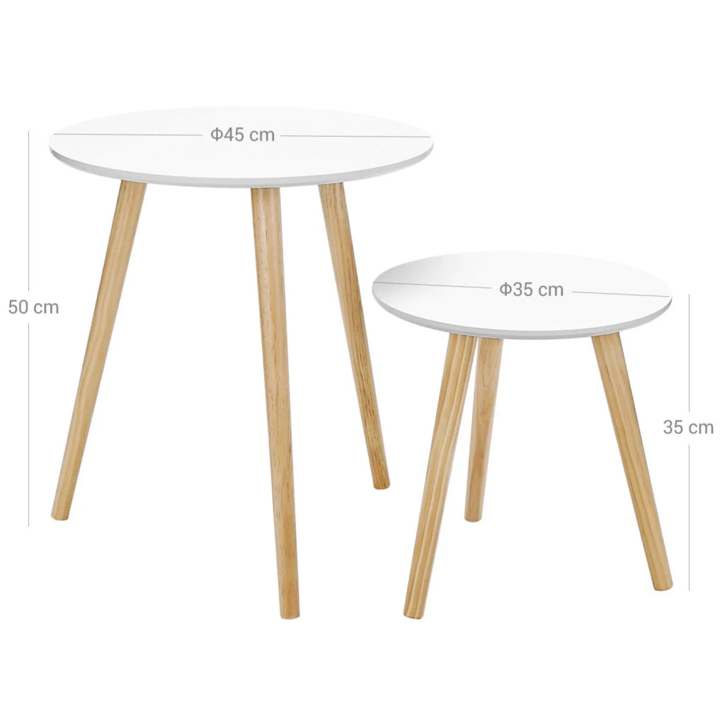 Set di 2 tavolini rotondi per caffetteria/comodino stile scandinavo moderno e minimalista soggiorno/camera da letto bianco 12_0002956