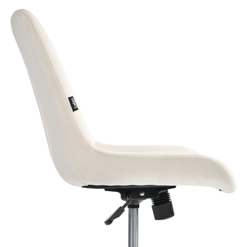 Sedia da ufficio con seduta e schienale in velluto bianco sporco girevole regolabile in altezza moderna per ufficio domestico