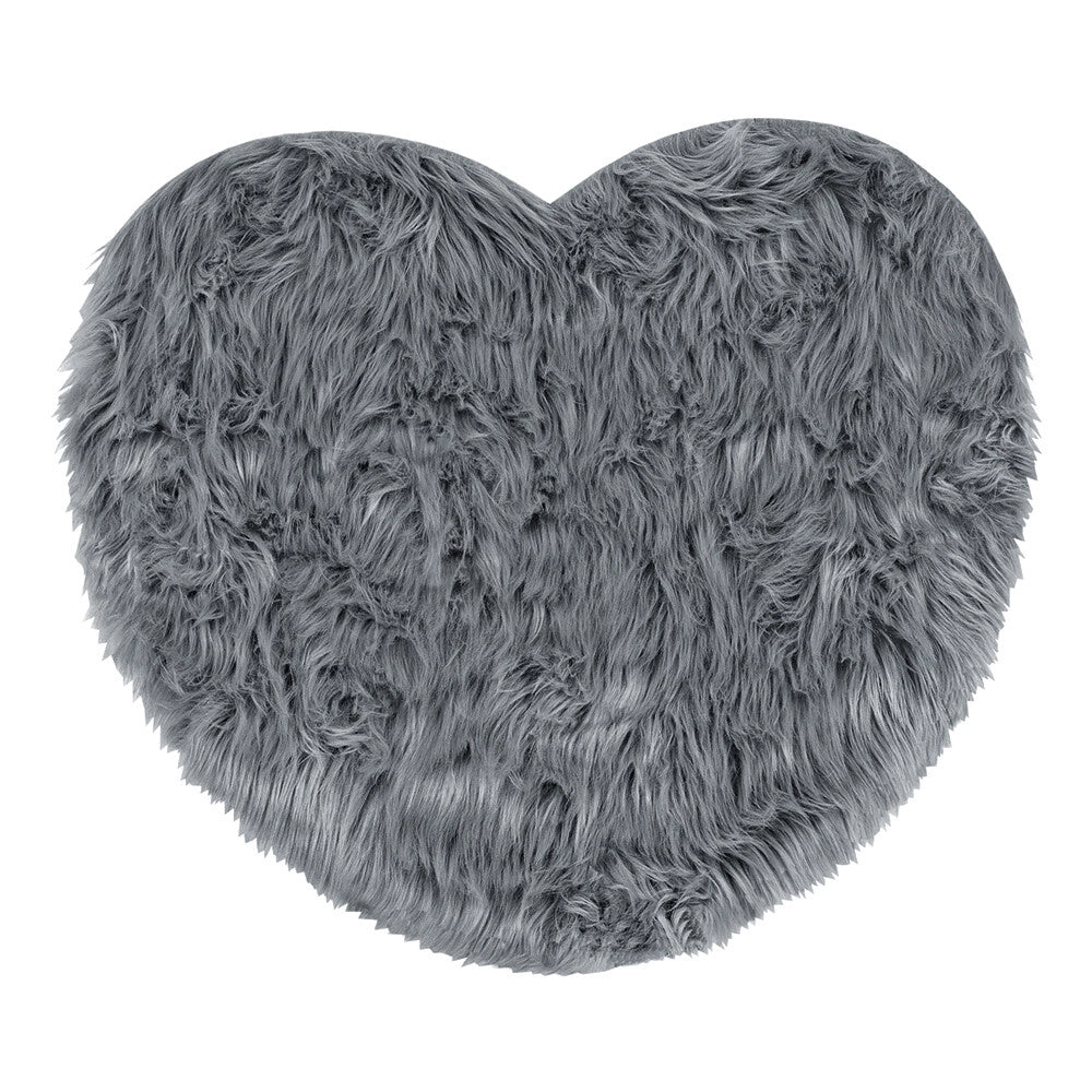 Tappeto Bagno Camera Cuore Grigio Scendiletto Pelo Lungo Shaggy Doccia Antiscivolo