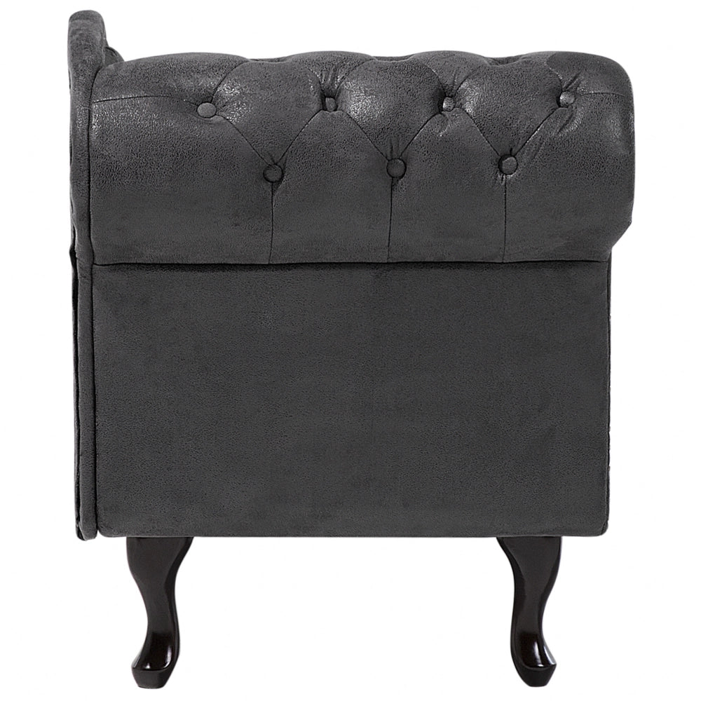 Chaise longue grigia con bottoni in finta pelle scamosciata moderna