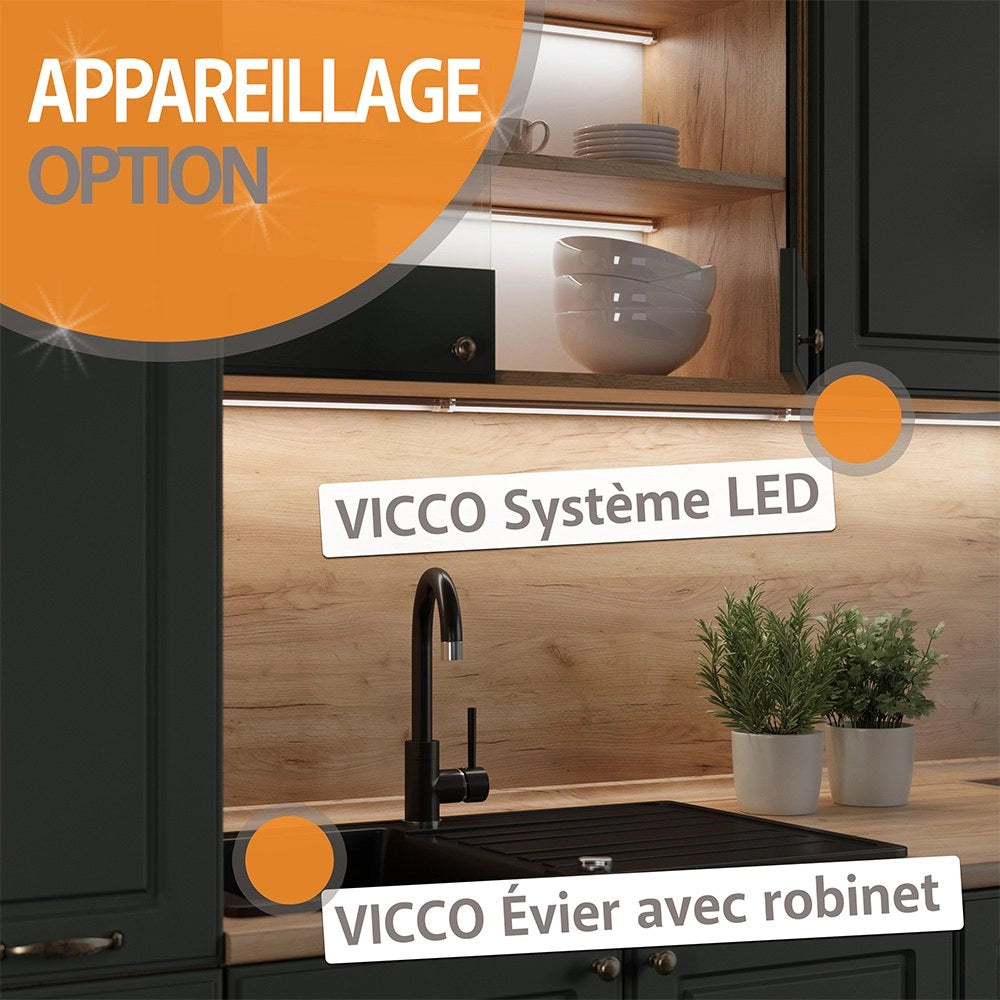 Vicco Cucina monoblocco Cemento/Bianco 140 cm , PL Antracite
