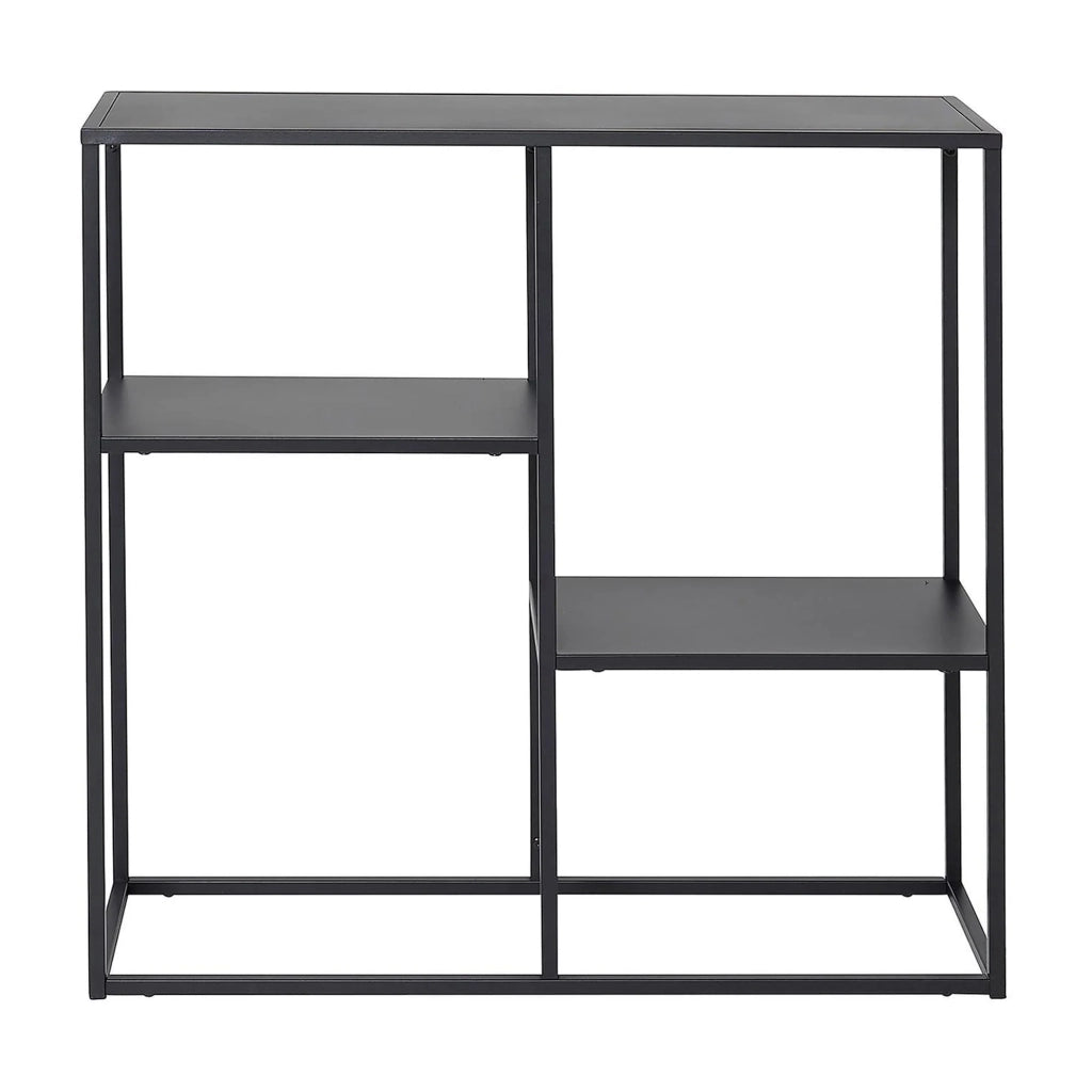 Tavolo consolle con 3 ripiani acciaio 80 x 80 x 26 cm nero opaco 03_0008594