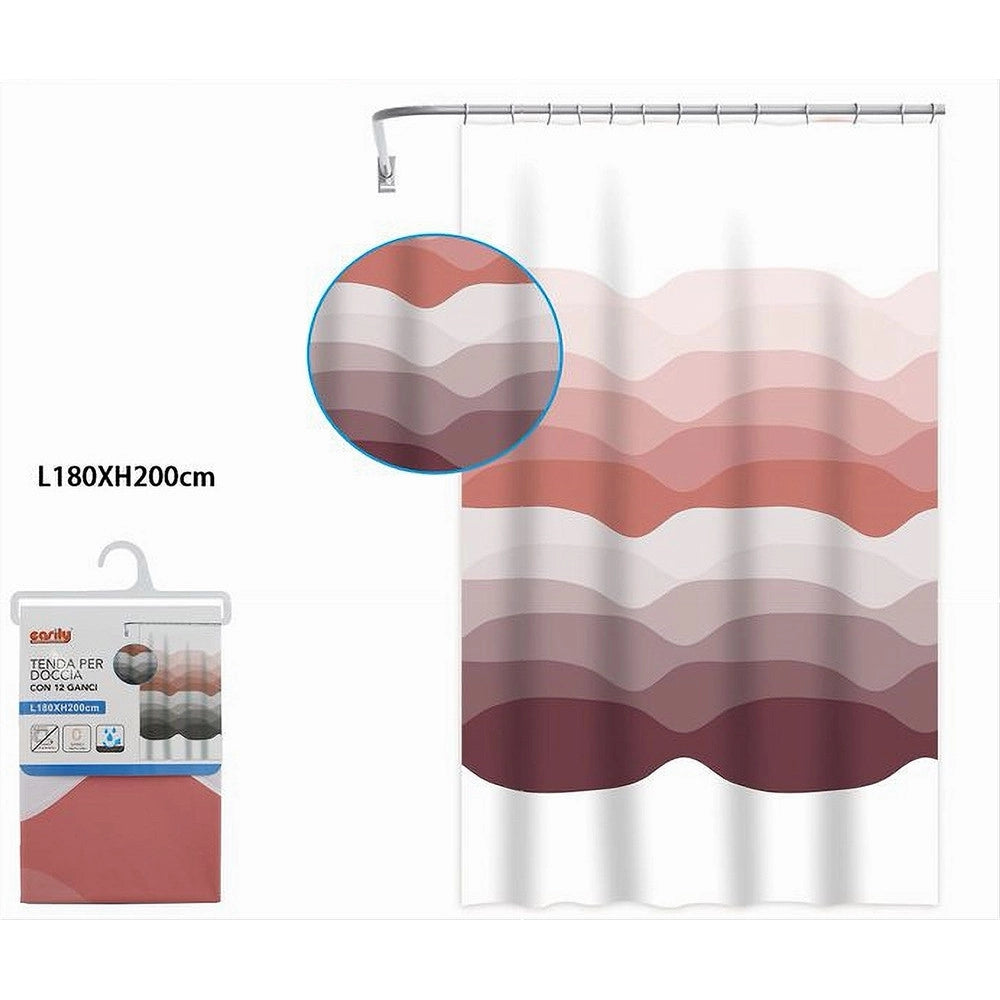 Trade Shop - Tenda Per Doccia Vasca Bagno Con 12 Ganci Gradazioni Di Colore 180x200 Cm 87573 -