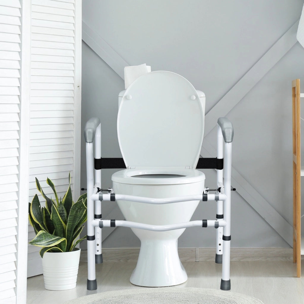 Supporto per water e bidet anziani con altezza e larghezza regolabili, Supporto per gabinetto 57-62x48x63,5-76cm