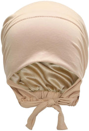 Hijab con chiusura a strisce - Interno in seta - Superficie antiscivolo - Tonalità crema rossa - Misurabile - Circonferenza del capo circa 58cm - Capo inferiore