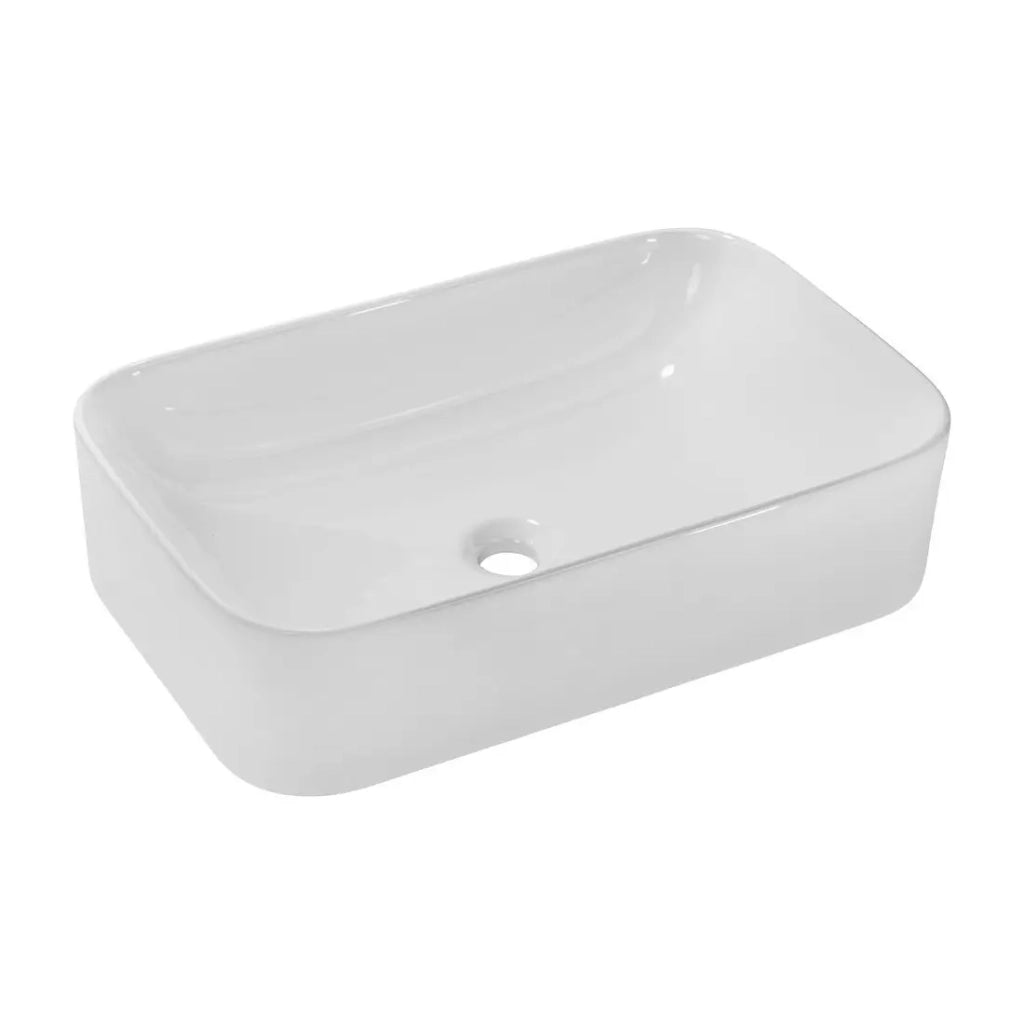 Lavabo da appoggio rettangolare 61x38 cm bianco lucido in ceramica
