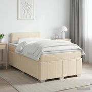 Letto box spring con materasso Crema 120 x 200 cm Tessuto 3451190