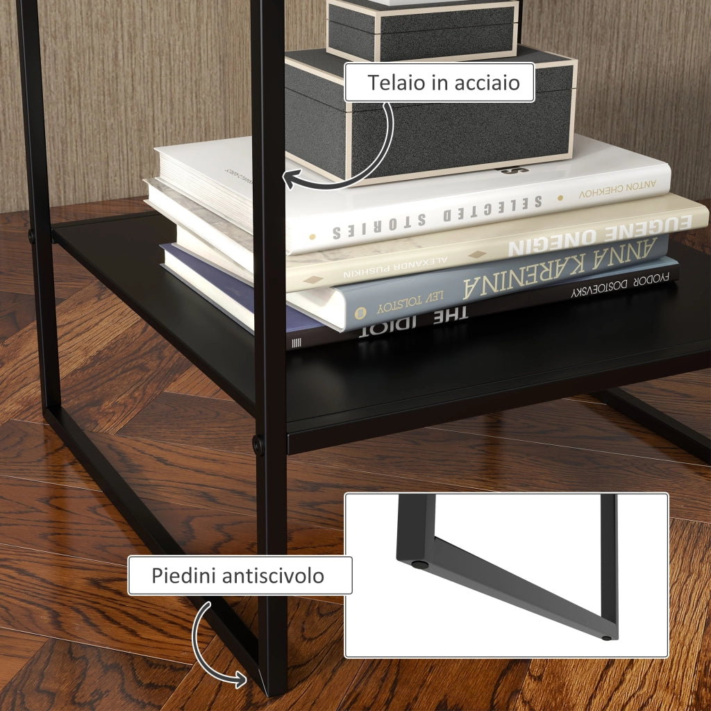 Tavolino da caff¨¨ in acciaio 2 ripiani ¨C zephmum ¨C 40x40x45 nero