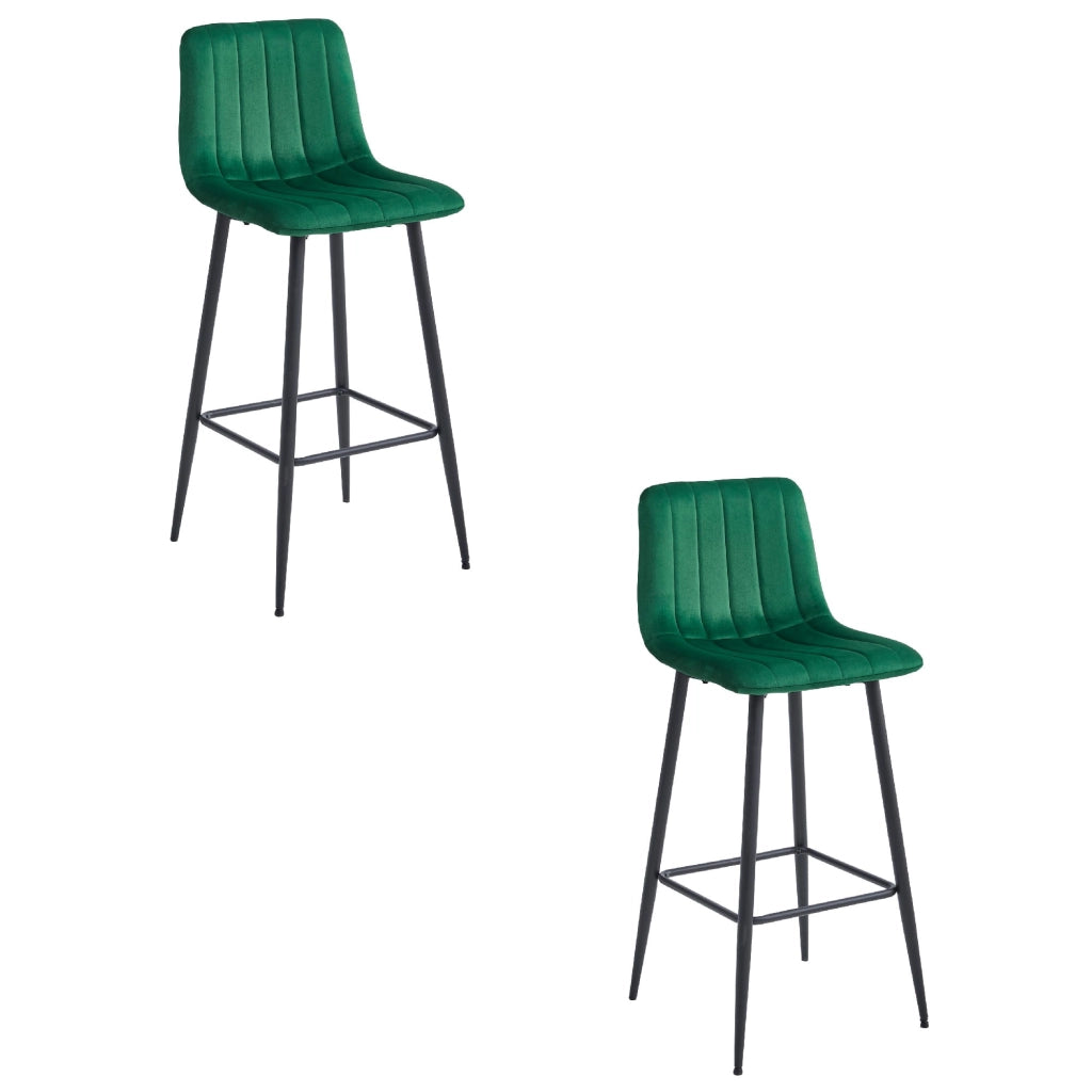 Sgabello Valora POZZA in velluto verde scuro con gambe nere per cucina x2
