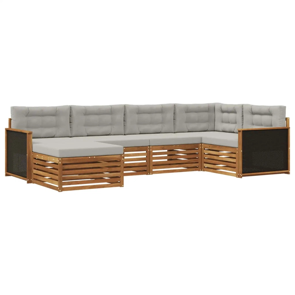 Set di divani da esterno 6 pz Naturale e Grigio Chiaro 3383554