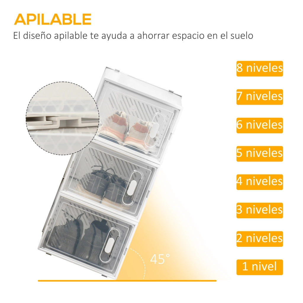 Armadio modulare per scarpe con 8 cubi e ante magnetiche ¨C zephmum ¨C 28x36x21 cm trasparente