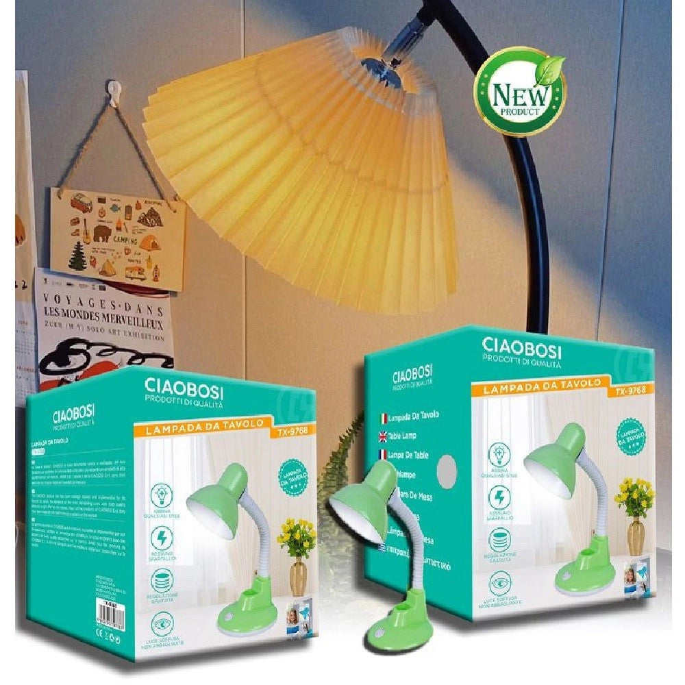 Trade Shop - Lampada Tavolo Scrivania Flessibile Regolabile In Qualsiasi Angolazione Tx-9768 -