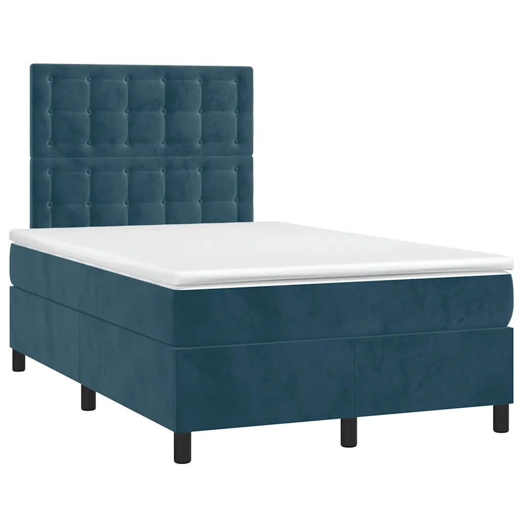 Letto a Molle Materasso e LED Blu Scuro 120x190 cm in Velluto 3270339