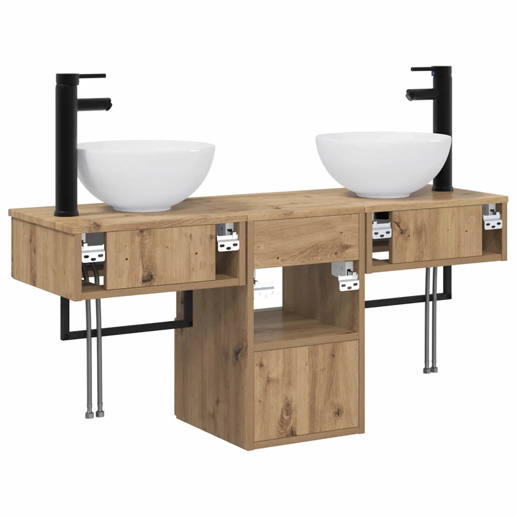 Set di mobili per il bagno 3 pz Rovere Artigianale 3405586