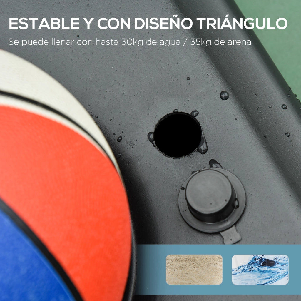 Canestro da Basket Regolabile 155-210 cm Base Riempibile e Ruote ¨C zephmum ¨C Multicolore