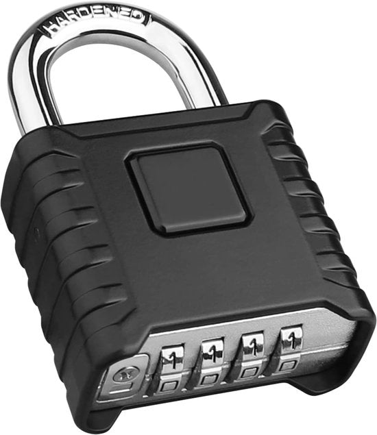Combinazione a 4 cifre - Chiusura a sicurezza nascosta - Resistente all'usura - Per garage - cancelli - portoni e depositi - nero