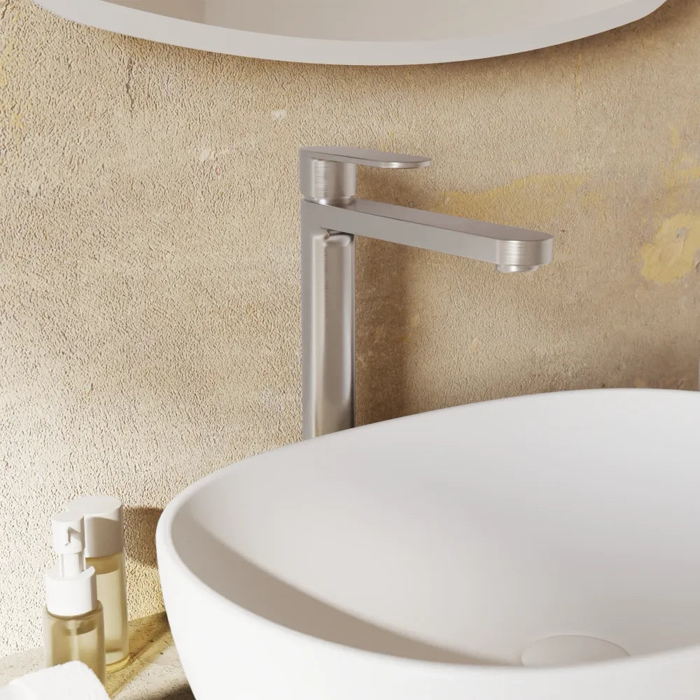 Miscelatore lavabo alto senza scarico nickel spazzolato | Margot
