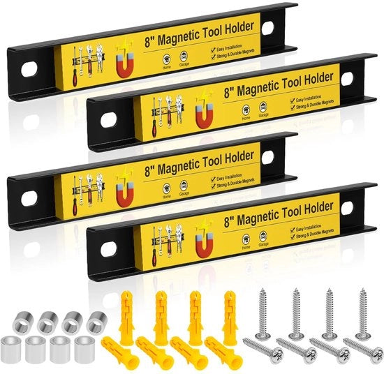 Supporto Magnetico per Strumenti, 4 Pack Striscia Magnetica di Alta Qualità, Barra Magnetica per Organizzazione di Strumenti, Barra Magnetica per Garage, Wand, Bancone, Chiavi e Chiavette