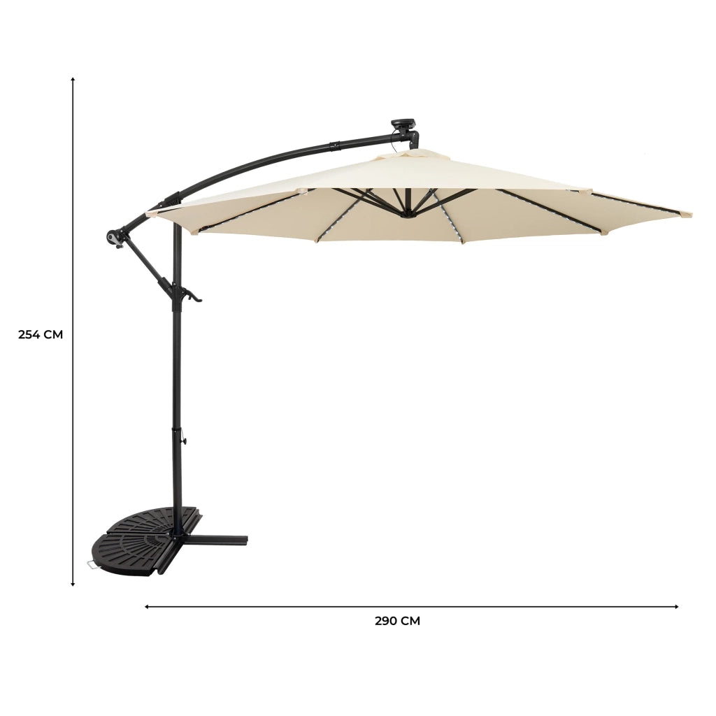 Ombrellone LED Decentrato 3m Cream Banana con Base 2 Pesi 28kg