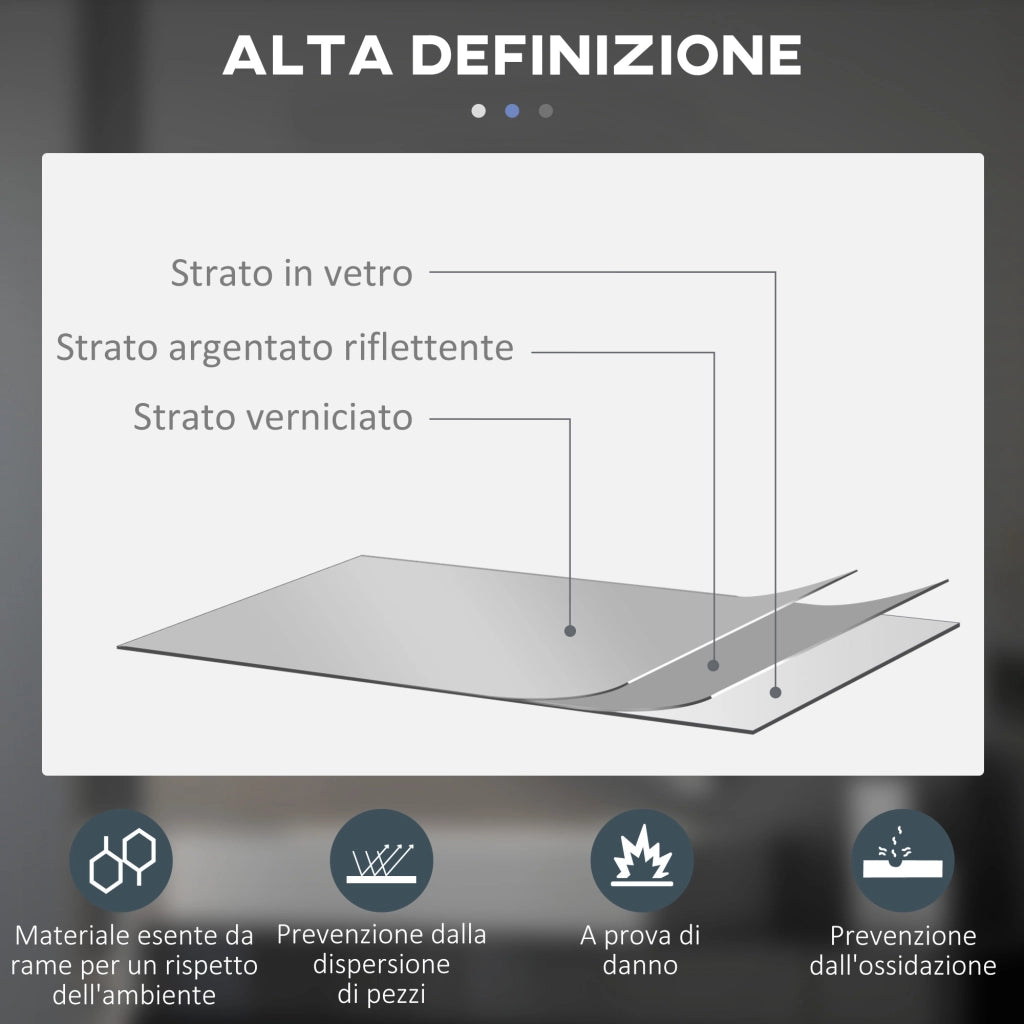 Specchio Bagno con Luci LED Regolabili, Interruttori Touch e Design Antiappannamento, ?70 cm