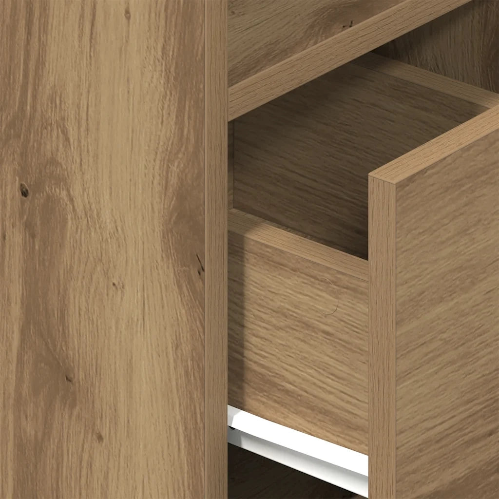 vidaXL Comodino con Cassetto Rovere Artigianale 25x31x66 cm