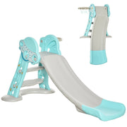 Scivolo per Bambini Pieghevole con Canestro Basket 140x87x75 cm Blu e Grigio