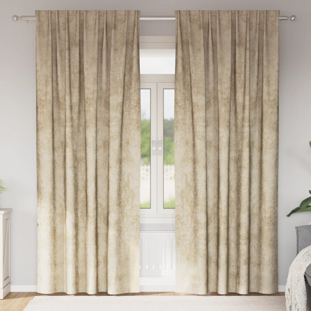 Tende in velluto 2 pz con occhielli panna 260x140 cm