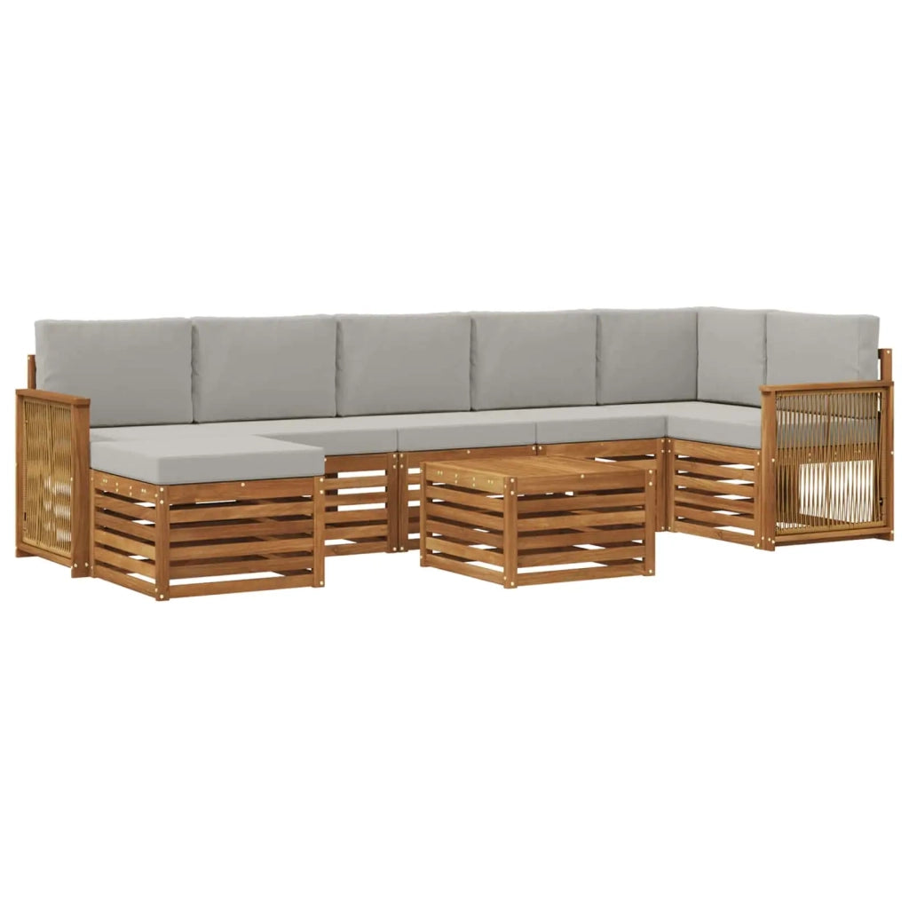 Set di divani da esterno 7 pcs Naturale e Grigio Chiaro 3384657