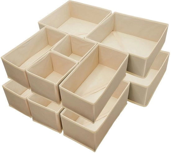 Organizzatore per la stanza, cassettiere per abbigliamento, organizzatore per armadio, contenitore per biancheria da letto, pieghevole, adatto per camera da letto, armadio e cassetti (kaki, 12 pezzi)