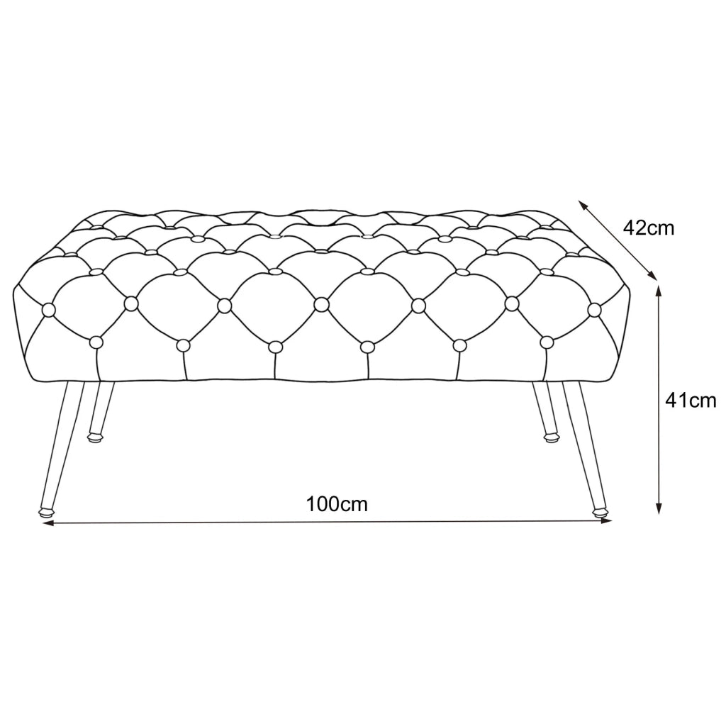 Panca imbottita in velluto trapuntato 100 cm MONACO Grigio Scuro