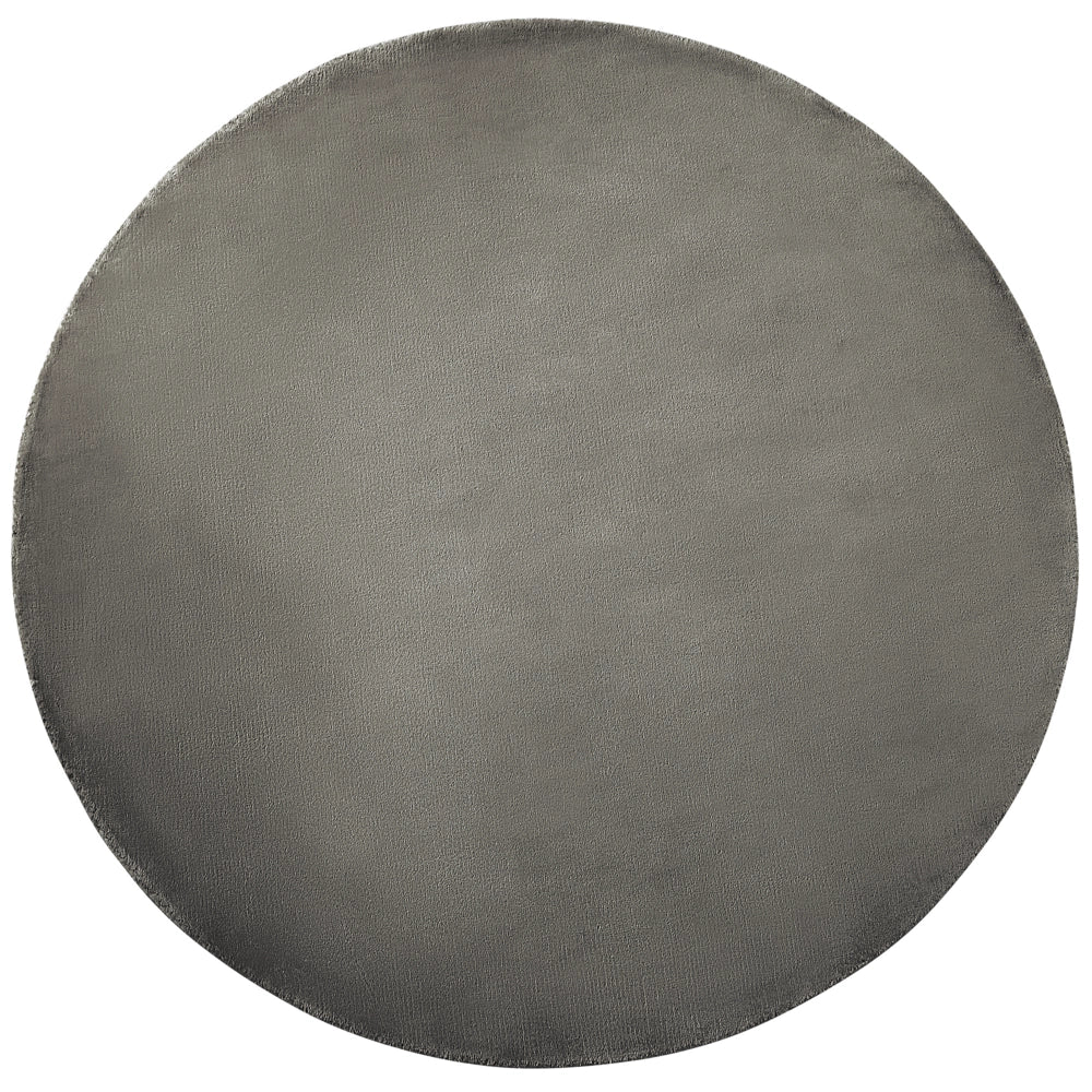 Tappeto Grigio Scuro Viscosa Rotondo 140 cm Trapuntato a Mano pelo corto Moderno