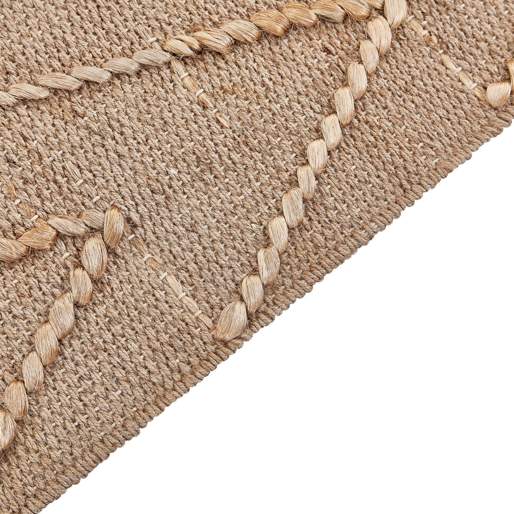 Tappeto in iuta beige con motivo a zigzag beige 80 x 150 cm fatto a mano soggiorno camera da letto stile boho